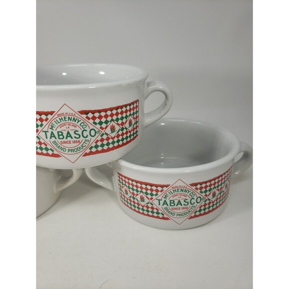 Tabasco Logo Chili Soup Stoneware Bowls Set of 3 with Handles Southwest Graphics - Picture 3 of 15